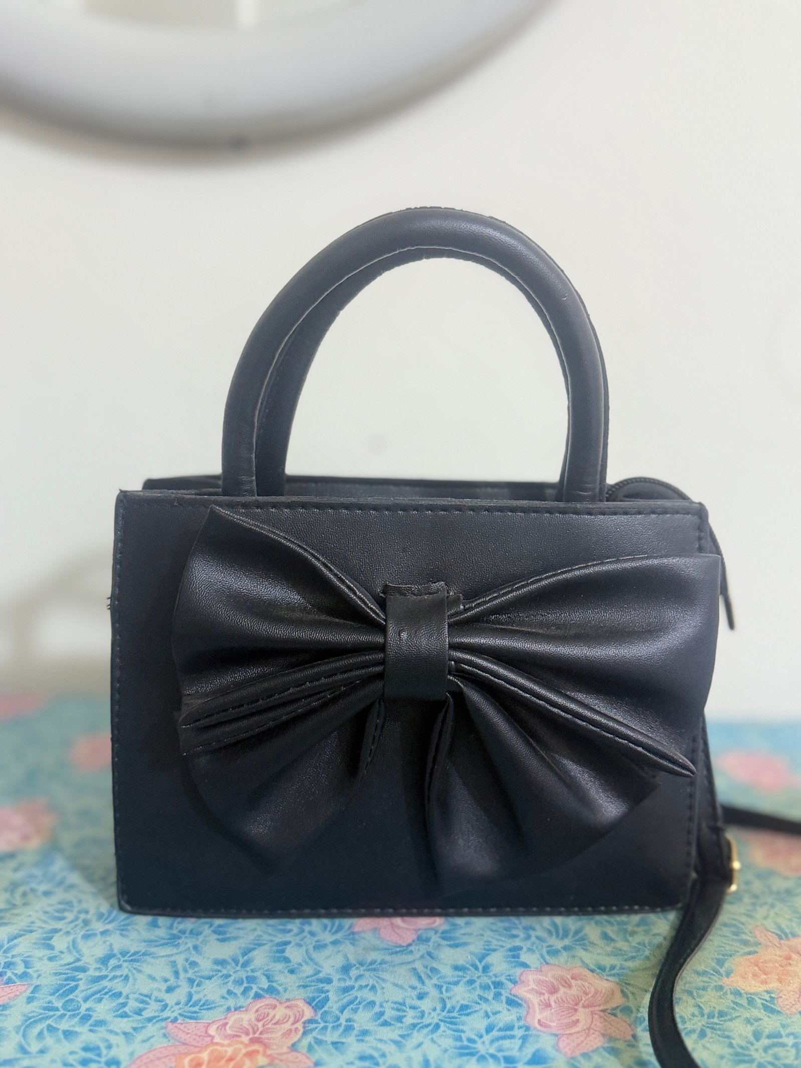 Elegant Black Bow Handbag.