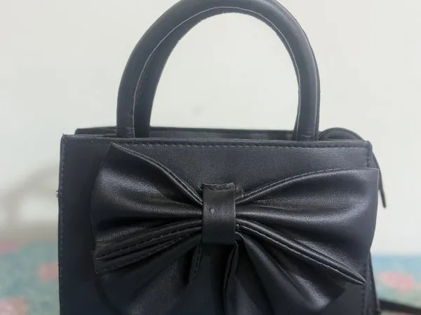 Elegant Black Bow Handbag.