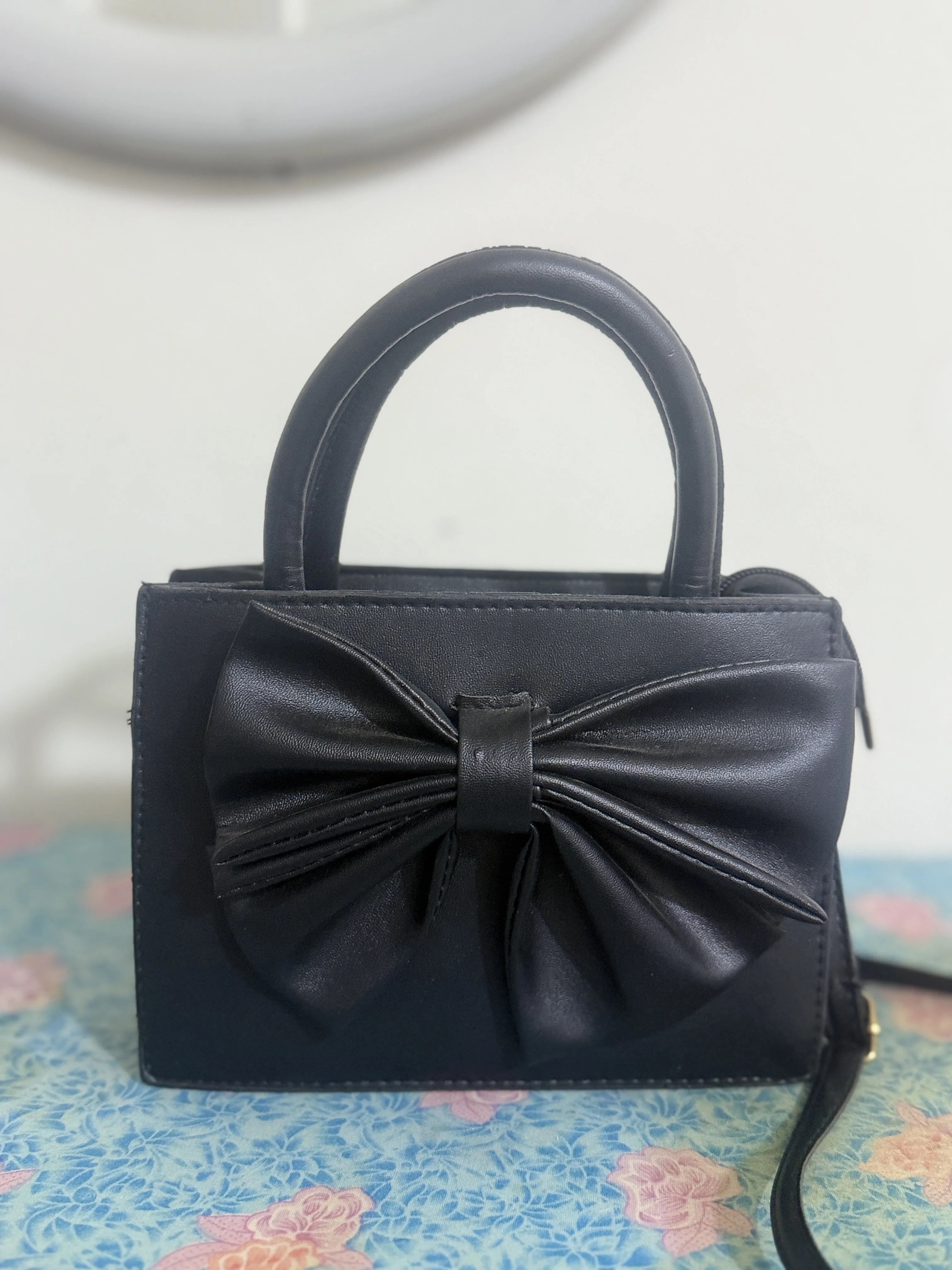 Elegant Black Bow Handbag.