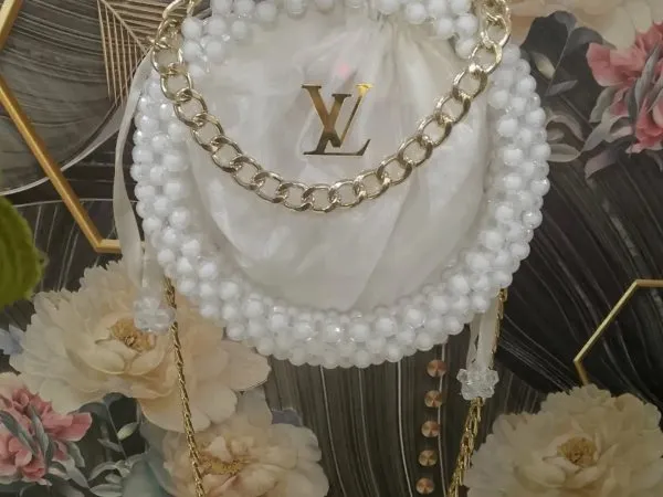 Elegant White Pearl Potli Bag