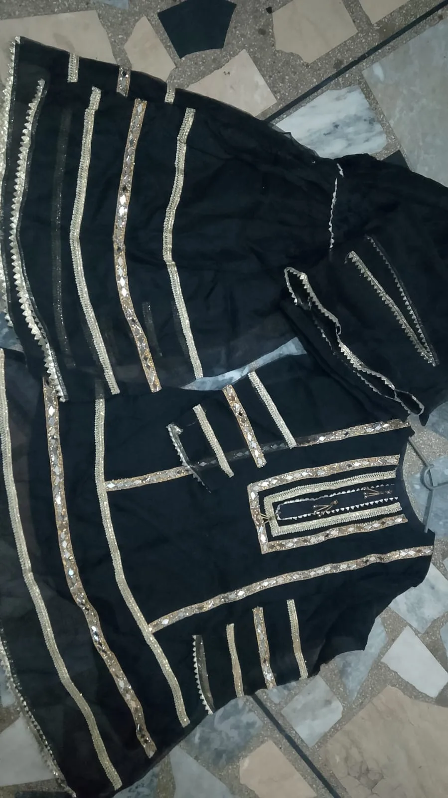 3-piece Black shirt with garara