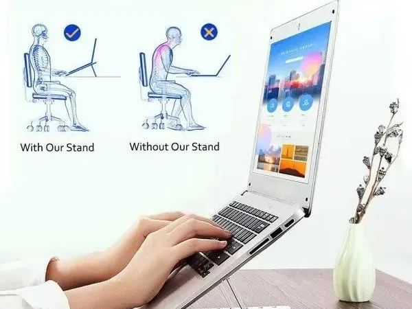 Silver Aluminum Laptop Stand Adjustable Height Portable