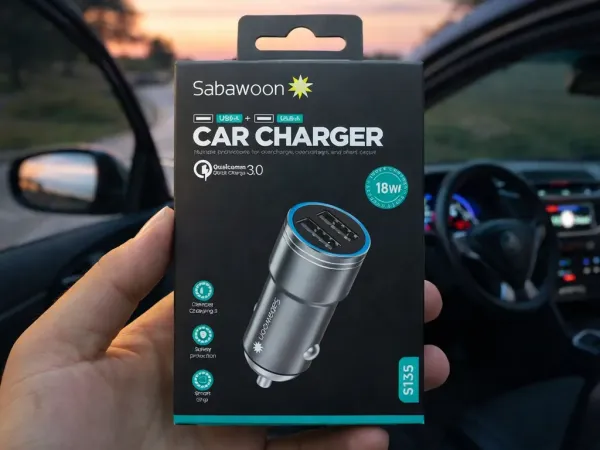 Sabawoon 18W Fast Charging Car Adapter Dual USB Portable Car Charger
