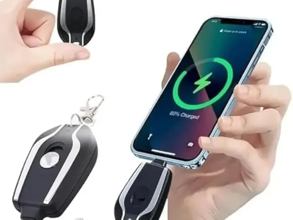 Keychain Power Bank Black Portable USB Charging