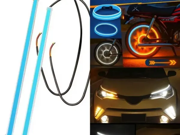LED Wheel Light Strip 2-in-1 White Yellow for Bikes Cars