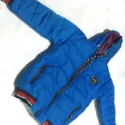 Product Name*: Boy's Blue Puffer Jacket with Red Black Cuffs &
