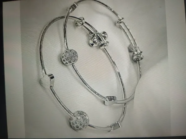 Pair of Adjustable silver Bracelet Kara for women.